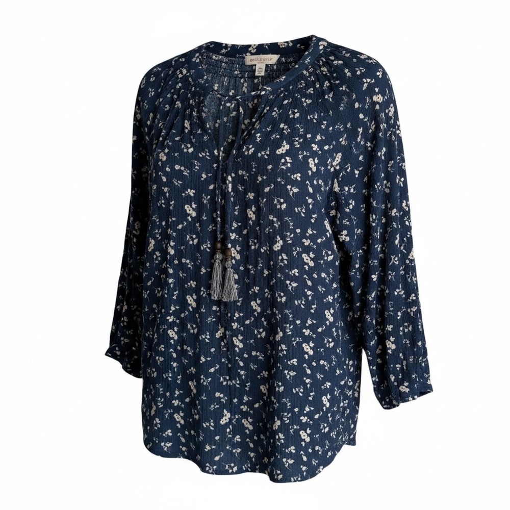 MASON‎ & BELLE Blue White Bohemian Cottagecore Ditsy Floral Ladies Top, L